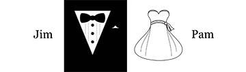 Bride & Groom Wedding Dress & Tux Water Bottle Label