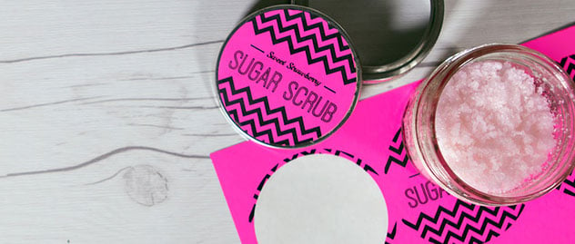 Neon pink adhesive paper used as product label