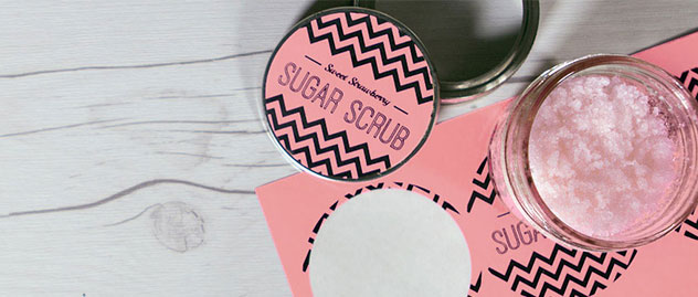 Pink adhesive paper used as product label