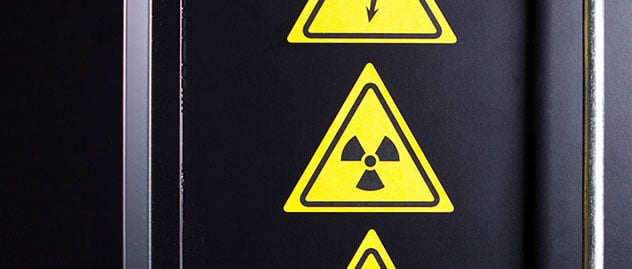 Yellow labels used as warning stickers